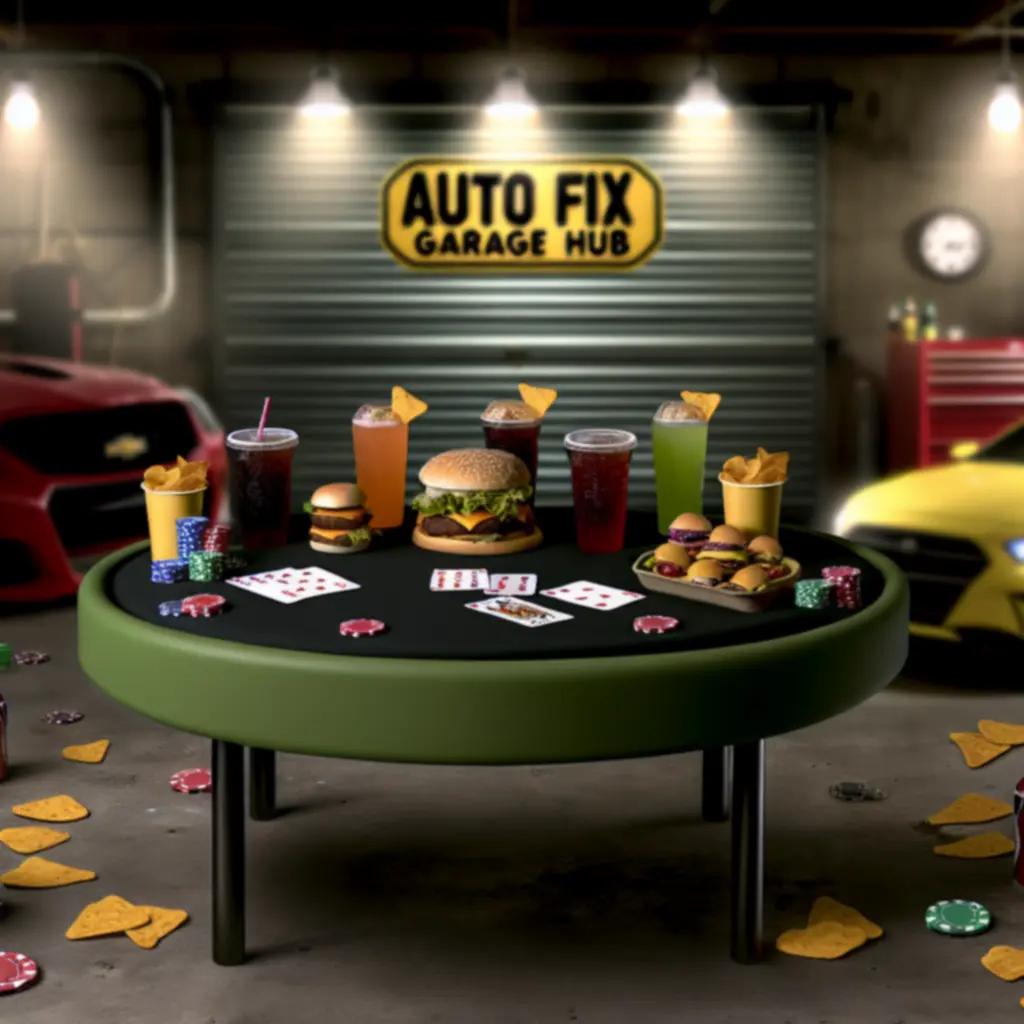 Snackek és italok az AutoFix Garage Hub poker lounge asztalain