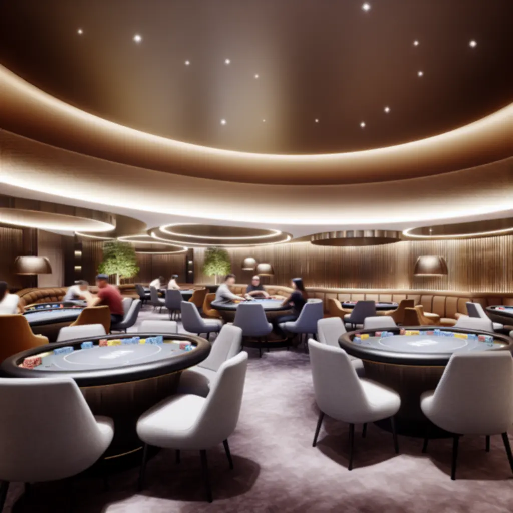 Modern és exkluzív póker lounge belső tér az AutoFix Garage Hubban