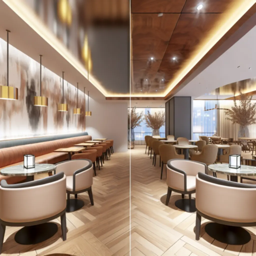 AutoFix Garage Hub hangulatos éttermi enteriőr